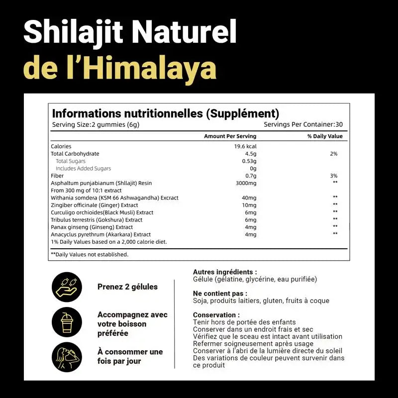 Gommes Énergétiques Shilajit de l'Himalaya CD